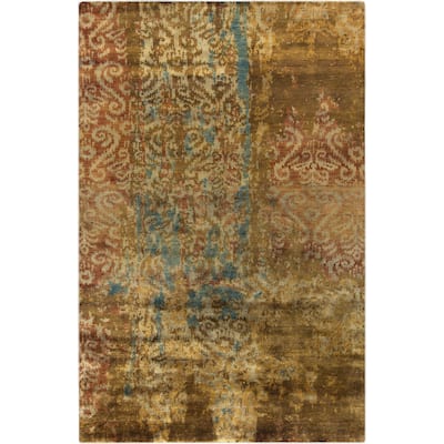 Hand-Knotted Hugh Damask Pattern Wool Area Rug - 2' x 3' - 2' x 3'