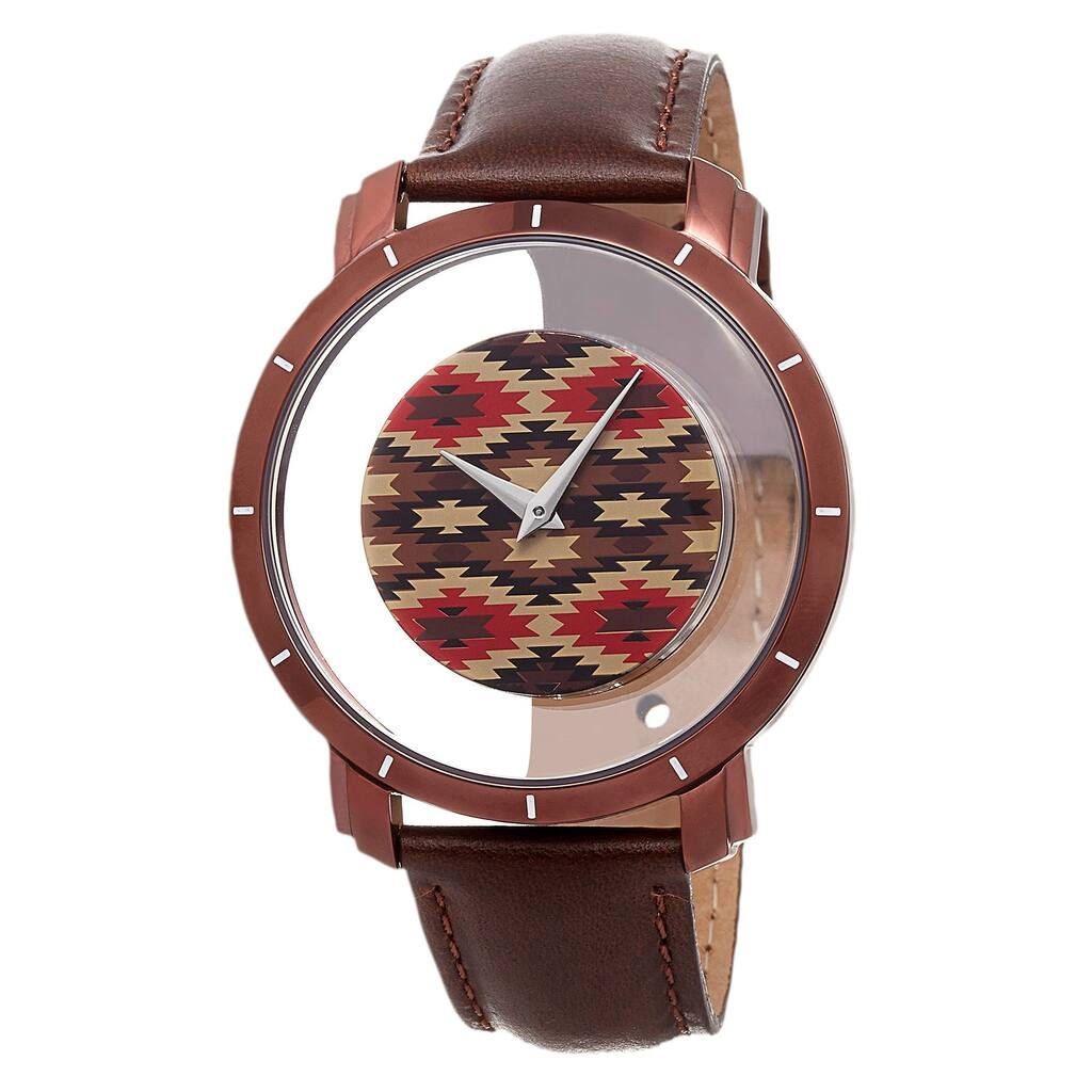 Akribos XXIV Men's Swiss Quartz Retro Style Transparent Dial Leather Brown Strap Watch
