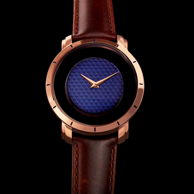 Akribos XXIV Men's Swiss Quartz Retro Style Transparent Dial Leather Rose-Tone Strap Watch