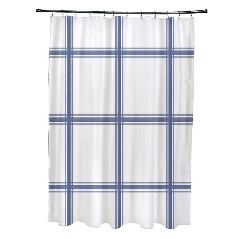 Simple Plaid Pattern Shower Curtain - Blue