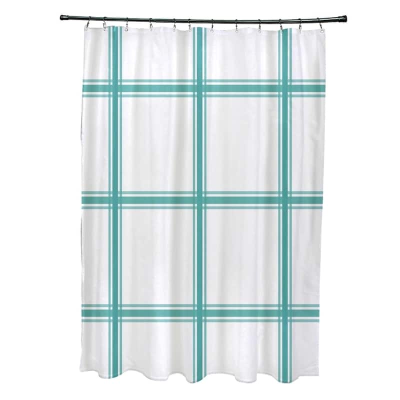 Simple Plaid Pattern Shower Curtain - Aqua