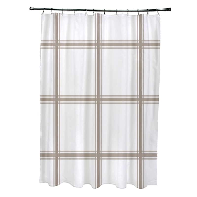 Simple Plaid Pattern Shower Curtain - Beige