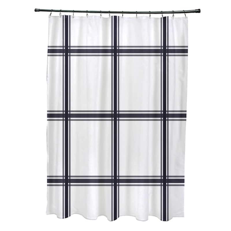 Simple Plaid Pattern Shower Curtain - Navy Blue