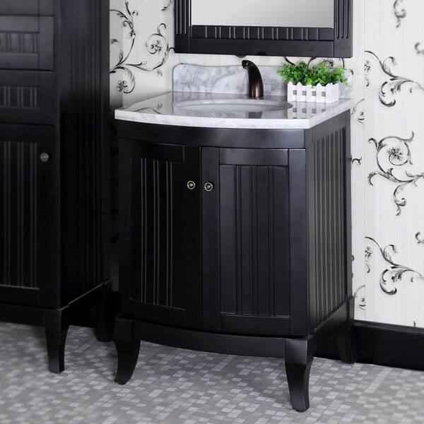 Shop Country Style 27 Inch Carrara White Marble Top Black Single