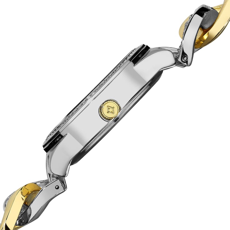 Akribos XXIV Women's Quartz Multifunction Crystal Accented Twist Chain Two-Tone Watch
