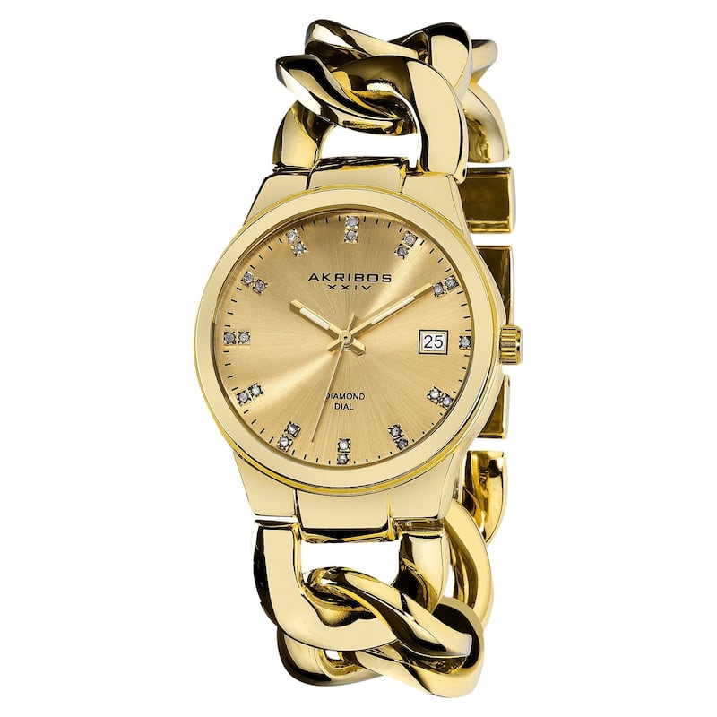 Akribos XXIV Women's Swiss Quartz Diamond Twist Chain Bracelet Watch