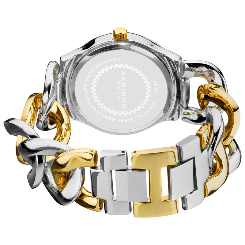 Akribos XXIV Women's Swiss Quartz Diamond Twist Chain Bracelet Watch