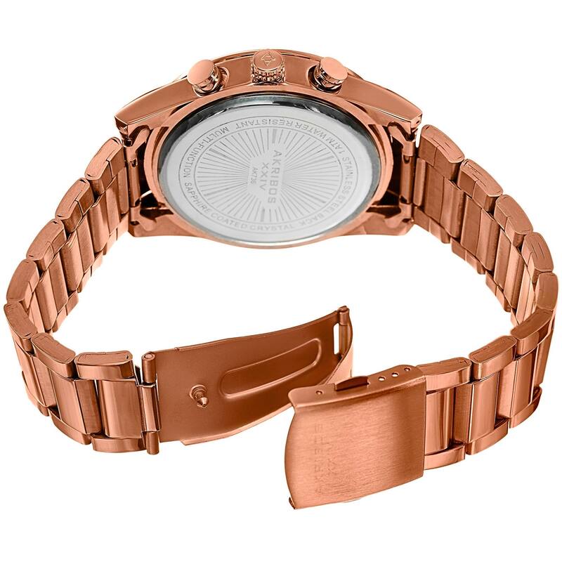 Akribos XXIV Men's Multifunction Tachymeter Stainless Steel Rose-Tone Bracelet Watch