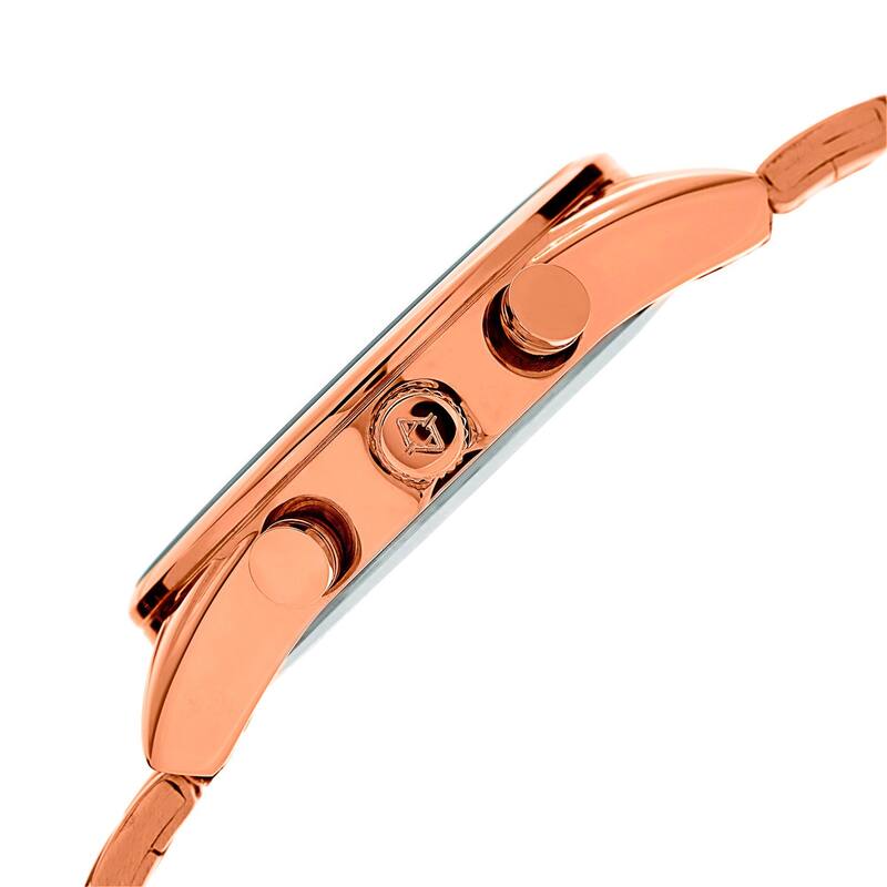 Akribos XXIV Men's Multifunction Tachymeter Stainless Steel Rose-Tone Bracelet Watch