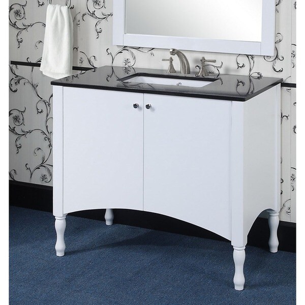 Shop Contemporary Style 40inch White Finish Black Granite Top Single