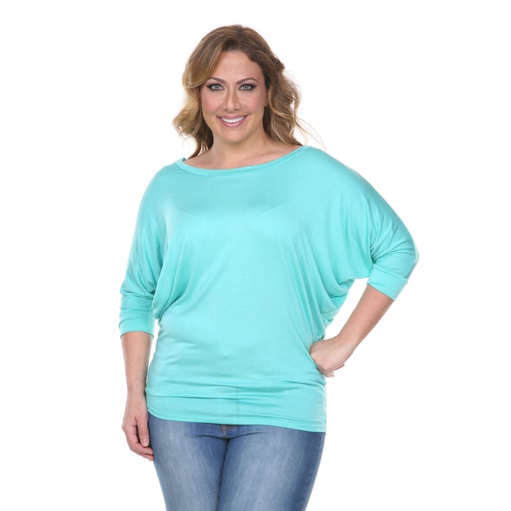Women Long Sleeve Plus Size Blouses Tops Round Neck Button Side Tunic T-Shirt Blue