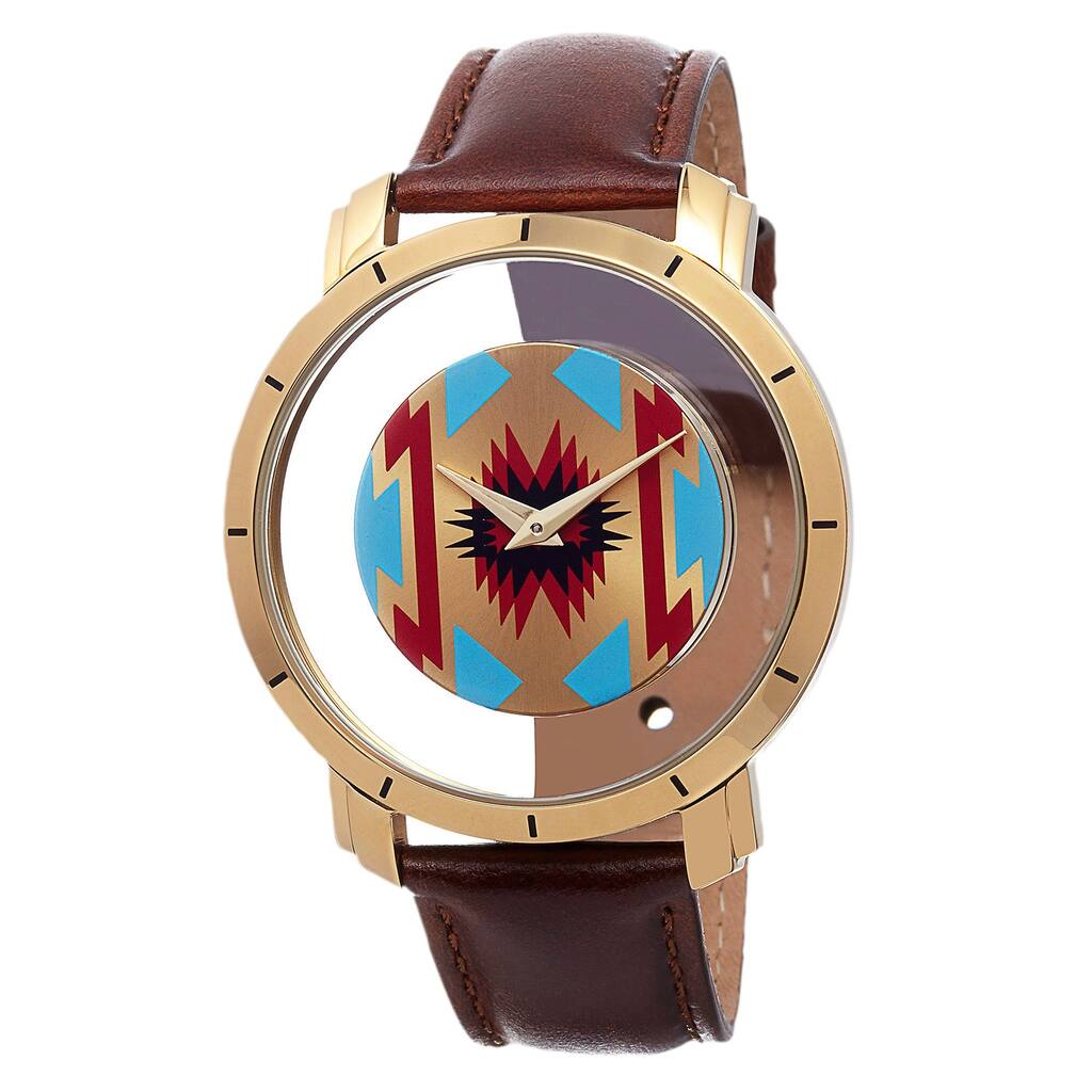 Akribos XXIV Men's Swiss Quartz Retro Style Transparent Dial Leather Strap Watch