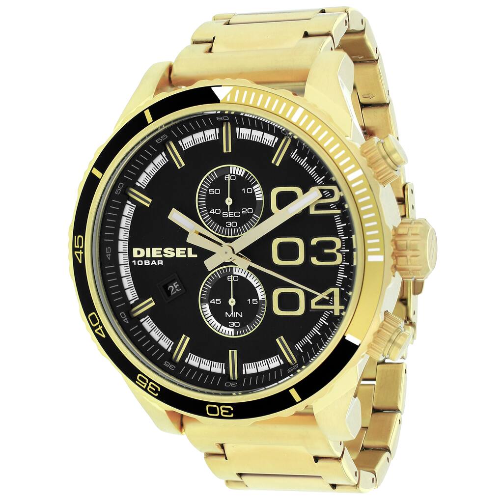 Diesel Men's DZ4337 Double down Round Goldtone Bracelet Watch
