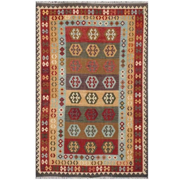 slide 1 of 3, Handmade One-of-a-Kind Wool Kilim (Afghanistan) - 6'5 x 9'8