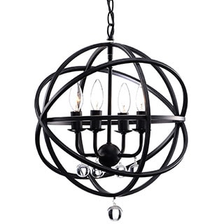 Crystal Chandeliers & Pendant Lighting - Shop The Best Deals For ... - Benita Antique Black Metal Sphere 4-light Crystal Chandelier