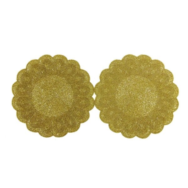 Celebration Scalloped 2-piece Beaded Charger Set