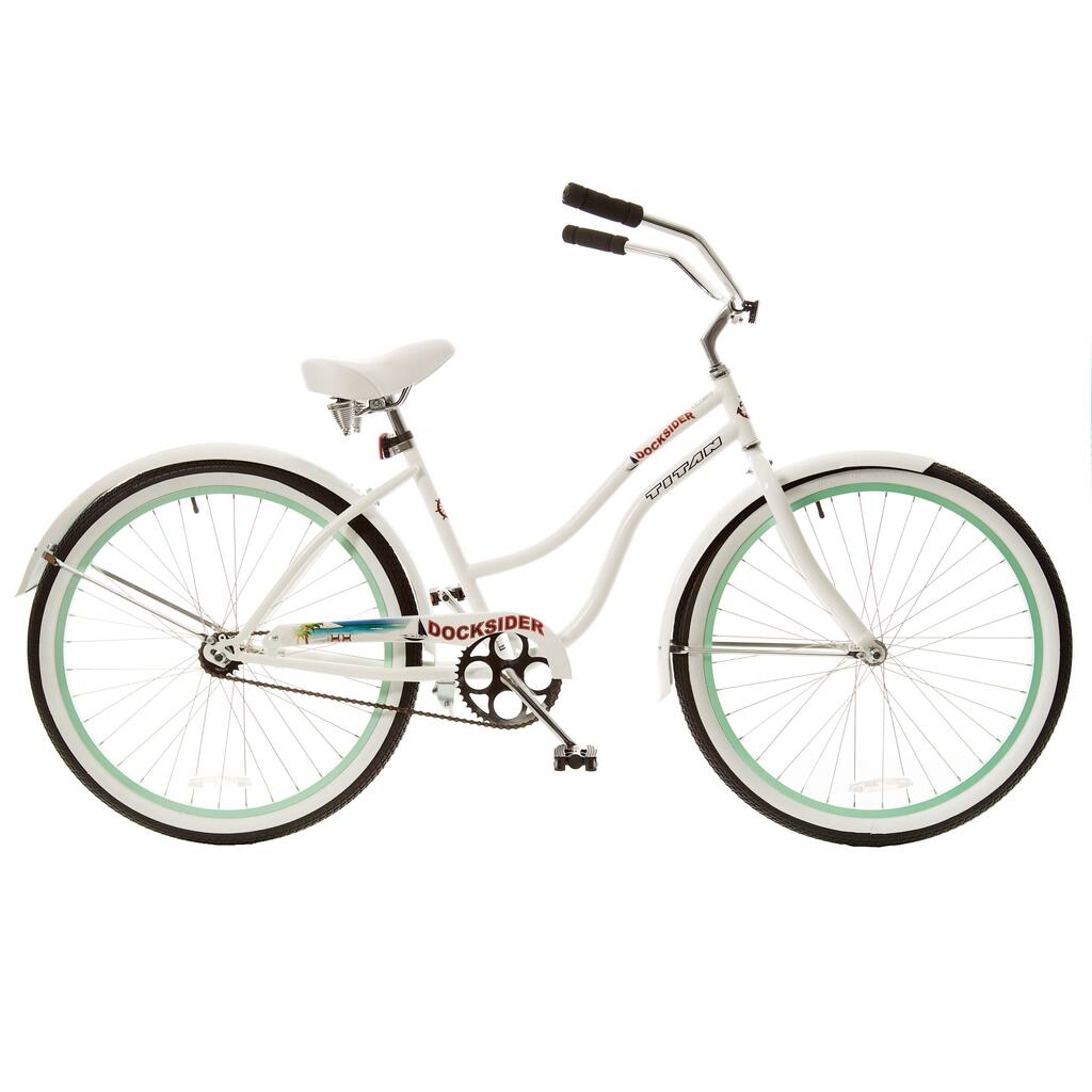 Titan Docksider White Single Speed Womens Beach Cruiser Bicycle