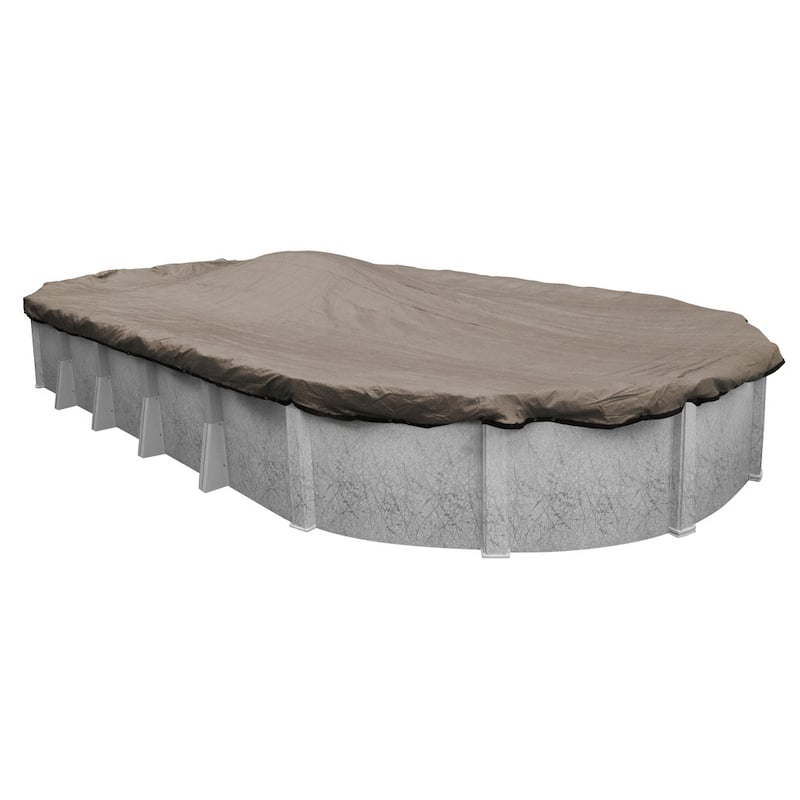 Robelle Premium Mesh XL Winter Cover for Oval Above-Ground Pools - 12 x 18 - Taupe/Black
