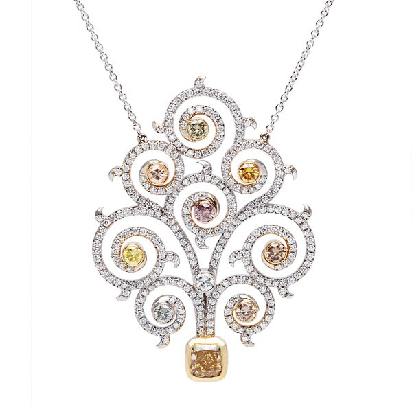 18K White Gold 4 1/4ct TDW Flowing Vine Diamond Pendant (H-I, SI1-SI2)
