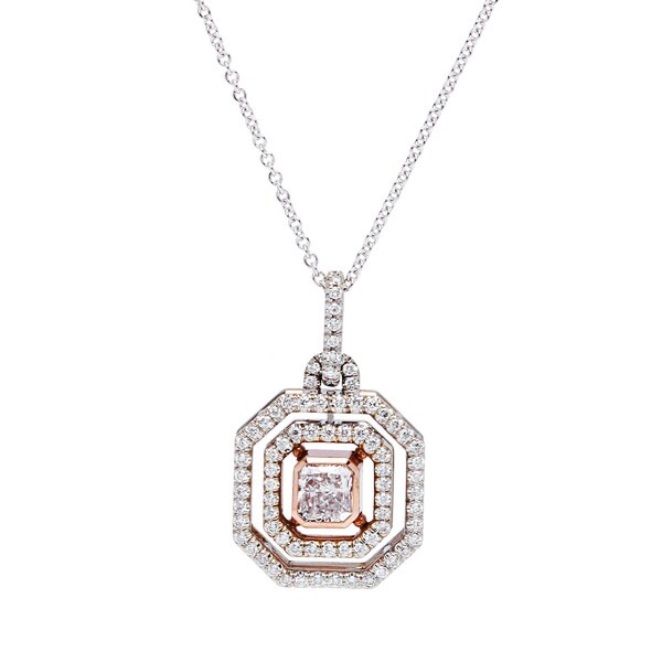 18K White Gold 1 1/4ct TDW Octagonal Micropave Diamond Pendant (G-H, VS1-VS2)
