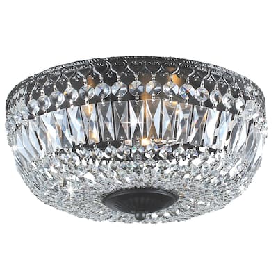 Silver Orchid Taylor Antique Black Crystal Flush Mount Chandelier