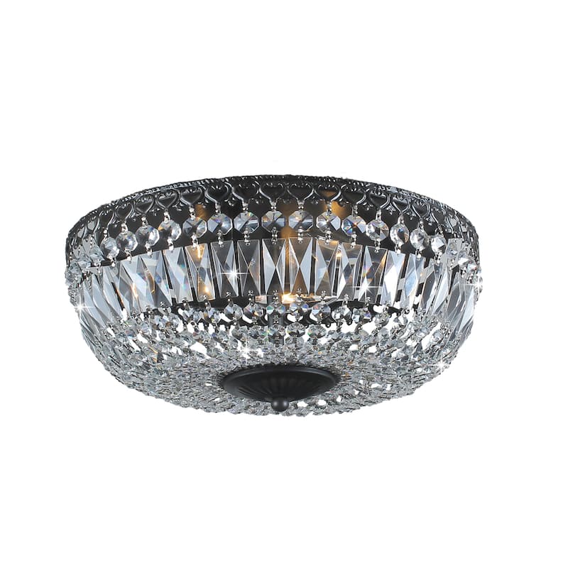 Silver Orchid 14-inch Antique Black Crystal Flush Mount Chandelier