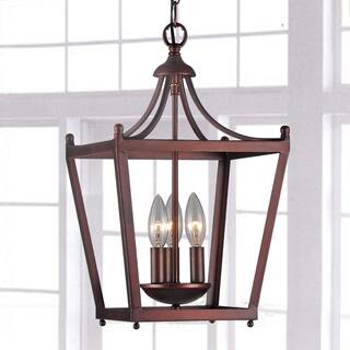 slide 1 of 1, Laurel Creek Harper 3-light Iron Pagoda-shape Lantern Chandelier