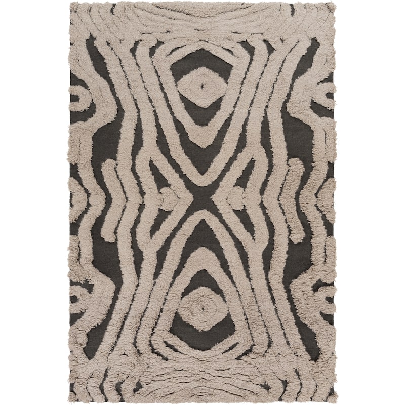 Hand-woven Adriana Abstract Wool Area Rug - 2' x 3' - Beige