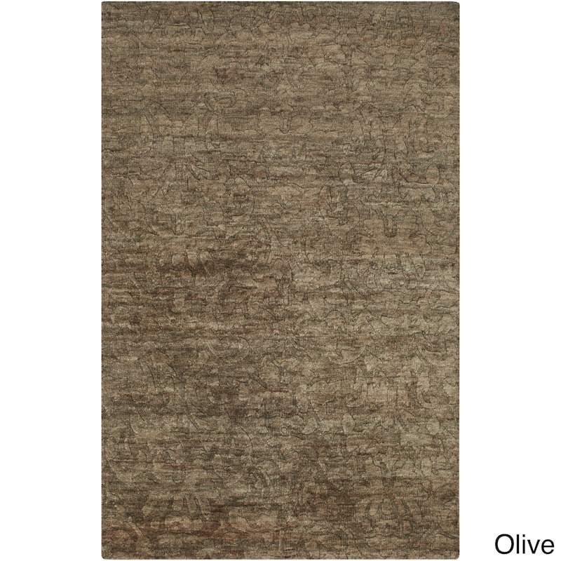 Hand-Knotted Sheryl Abstract Pattern Jute Area Rug - 2' x 3' - Olive