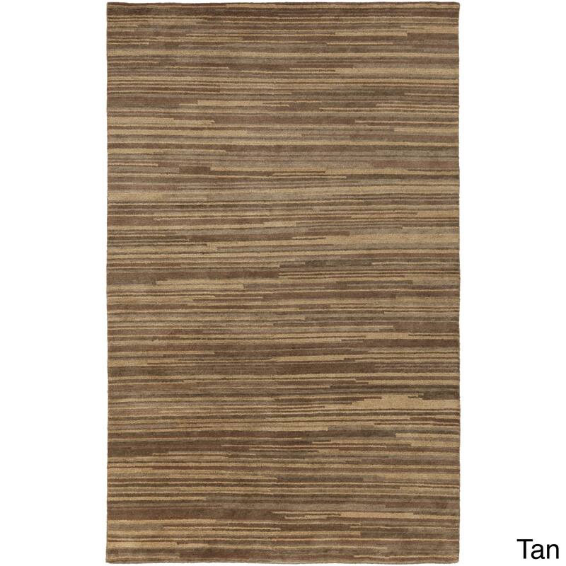 Hand-Knotted Simone Solid Pattern Wool Area Rug - 5' x 8' - Tan