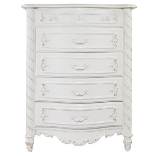 Furniture of America Mito Transitional White Solid Wood 5-drawer Chest