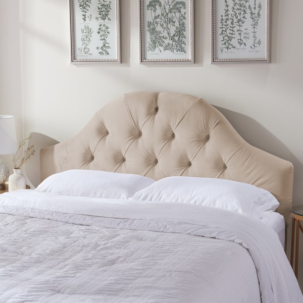 Abbyson York Tufted Arch Ivory Velvet Headboard Free Shipping Abbyson York Tufted Arch Ivory Velvet Headboard