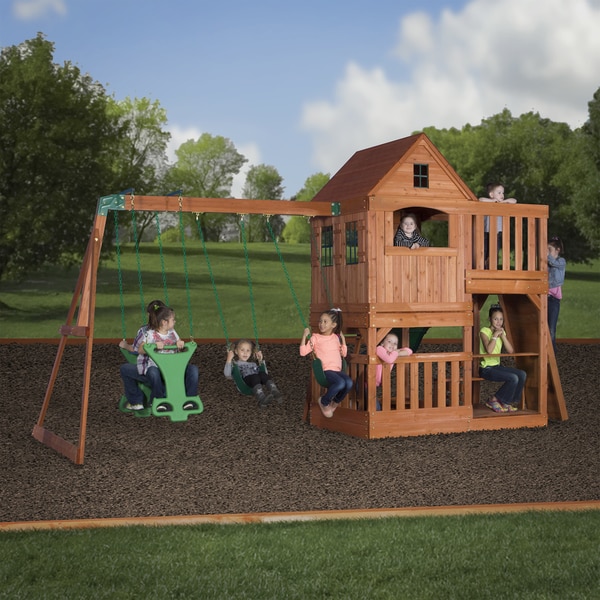 pacific view wooden swing set