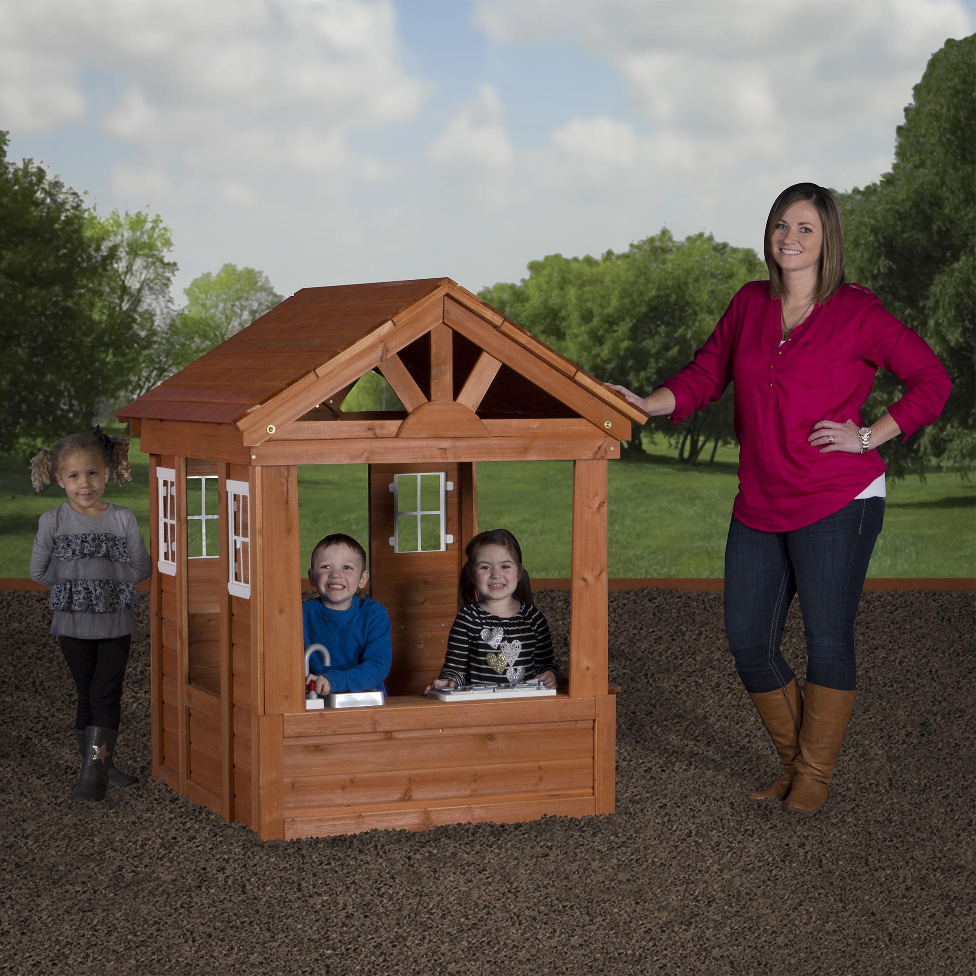 backyard discovery columbus all cedar wood playhouse