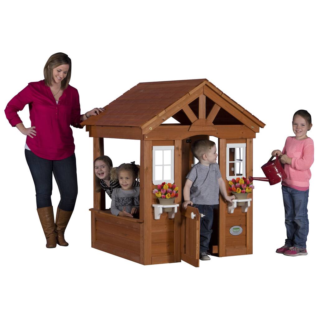 Backyard Discovery Columbus All Cedar Play House - 56 inches high x 46 inches wide x 45 inches long