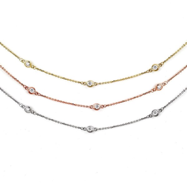 Shop Suzy Levian 14k Gold 2/5ct TDW Diamond 18-inch Necklace - Free ...