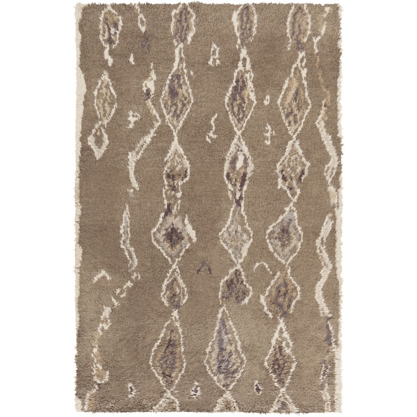 Hand-Knotted Terrance Abstrat Pattern Wool Area Rug - 5' x 8'