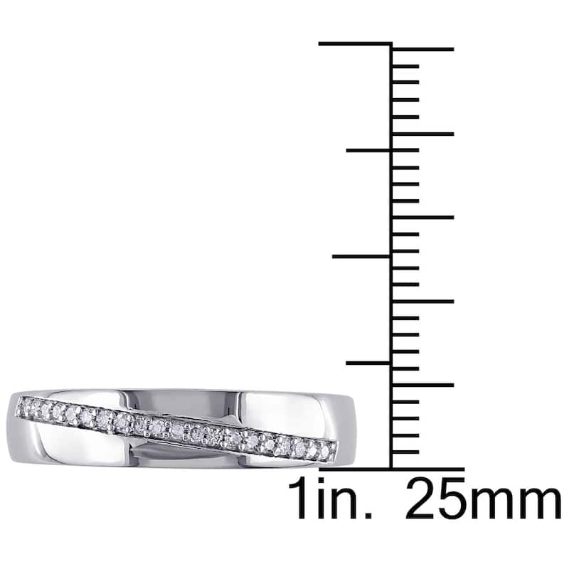 Miadora Men's Sterling Silver 1/10ct TDW Diamond Wedding Band