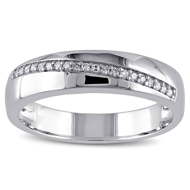 Miadora Men's Sterling Silver 1/10ct TDW Diamond Wedding Band - 9