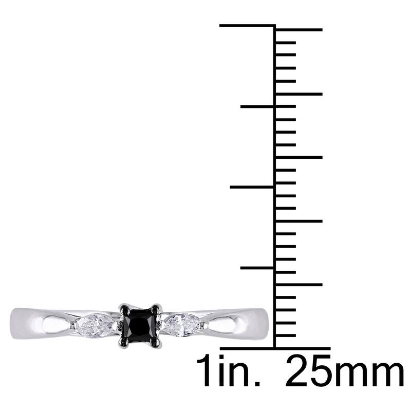 Miadora 10k White Gold 1/4ct TDW Black and White Diamond 3-stone Ring
