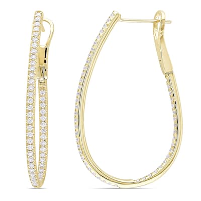 Miadora Signature Collection 14k Yellow Gold 1ct TDW Diamond Hoop Earrings