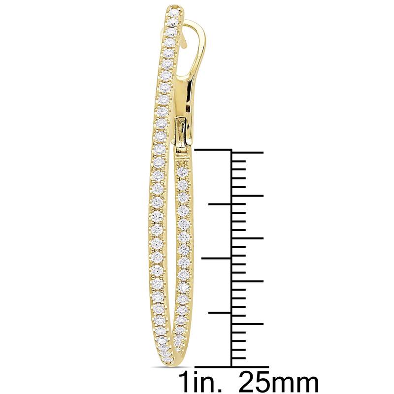 Miadora Signature Collection 14k Yellow Gold 1ct TDW Diamond Hoop Earrings