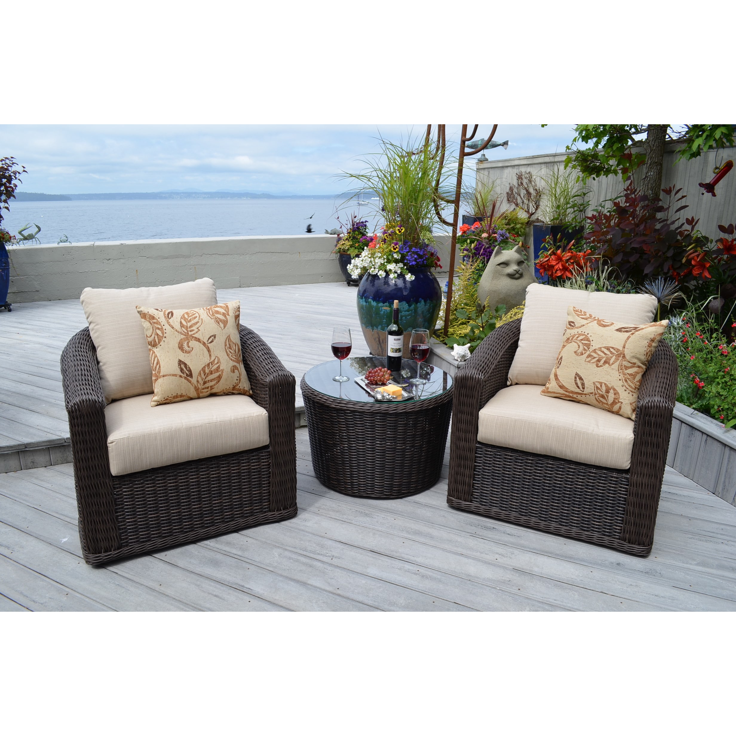 Shop My Patio My Way Astoria 3 Piece Swivel Balcony Chat Group Furniture Set Overstock 9836662