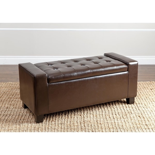 Abbyson Montecito Dark Brown Leather Storage Ottoman Free Abbyson Montecito Dark Brown Leather Storage Ottoman