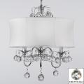 Modern Contemporary White Drum Shade & Crystal Ceiling Chandelier Lighting Pendant Lighting With Faceted Crystal Balls