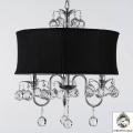 Modern Contemporary Black Drum Shade & Crystal Ceiling Chandelier Lighting Pendant Light With Faceted Crystal Balls