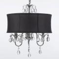Modern Contemporary Black Drum Shade & Crystal Ceiling Chandelier Lighting Pendant