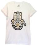 Arabic Men's Graphic Tshirt with Gold and Black Hamza Hand Design