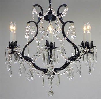 Wrought Iron Crystal Chandelier Lighting H1 9x W20