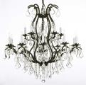 Wrought Iron Crystal Chandelier Lighting H36 x W36